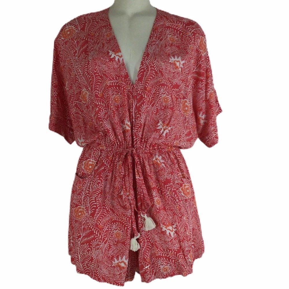 Beachgold Romper Hibiscus Pink White Floral